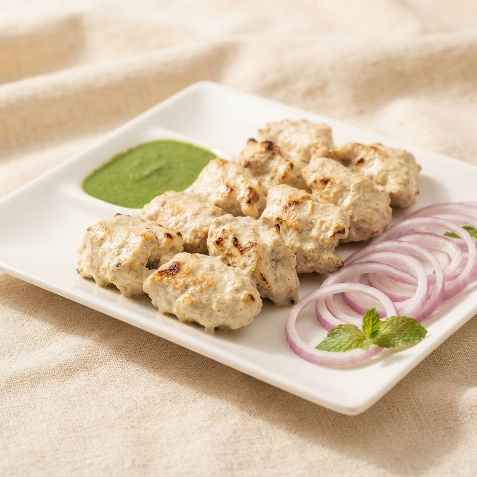 Malai chaap with mint chutney